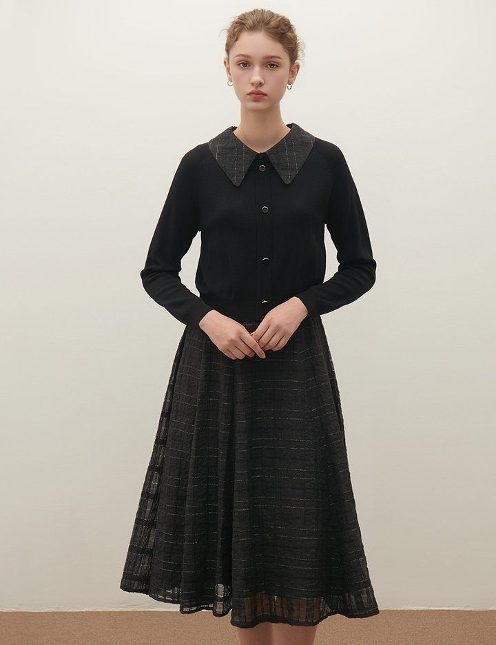 [샤틴] 니트 레이어드 체크 원피스 S253B958