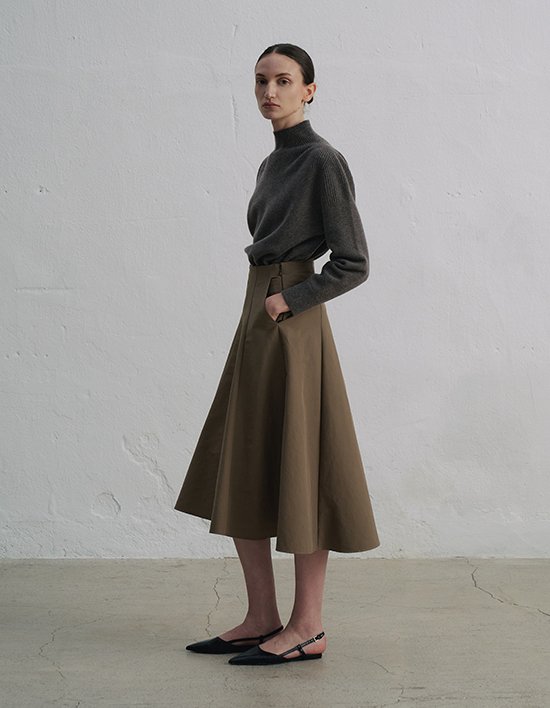 [앤클라인]코튼 블랜디드 플레어 스커트 O5HW006