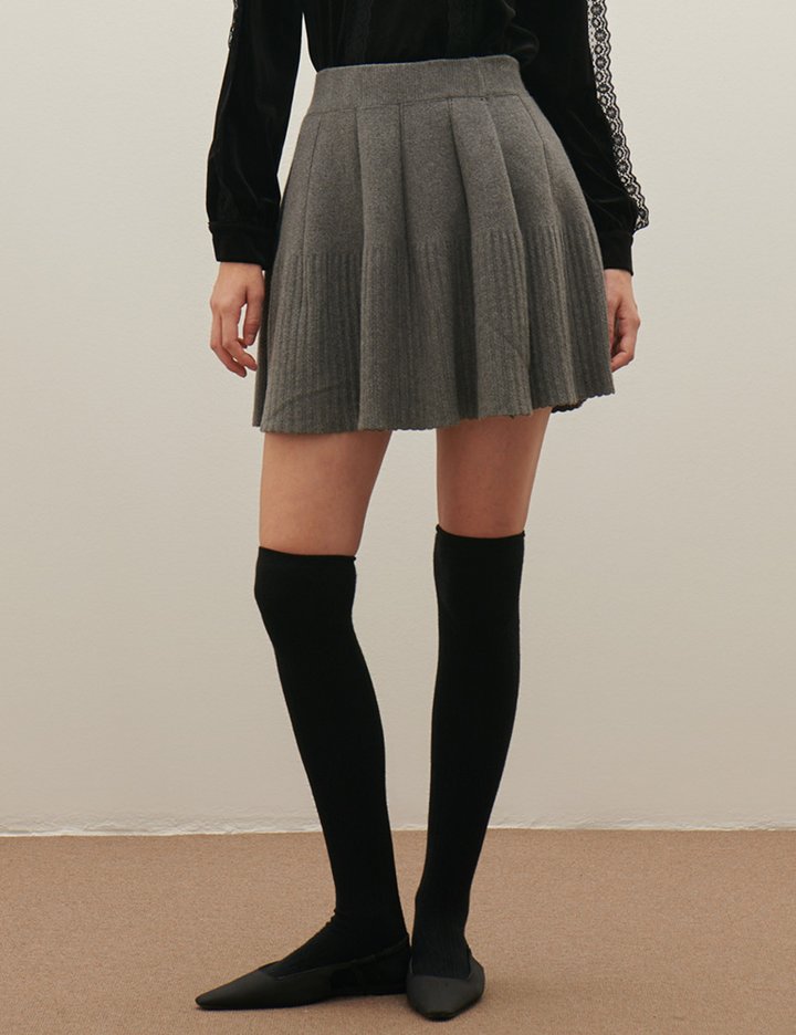[샤틴] 플리츠 니트 스커트 O254T978
