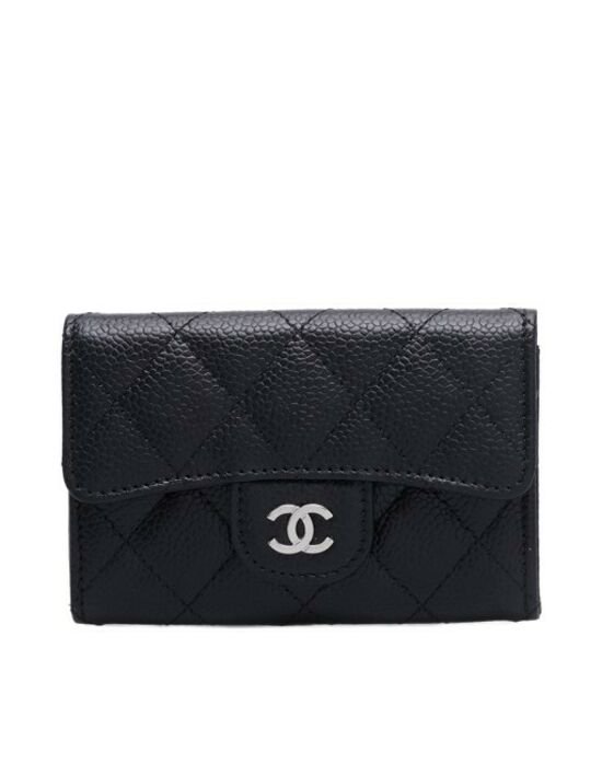 [샤넬] 클래식 똑딱이 카드홀더 블랙 은장 AP0214 Y01588 C3906