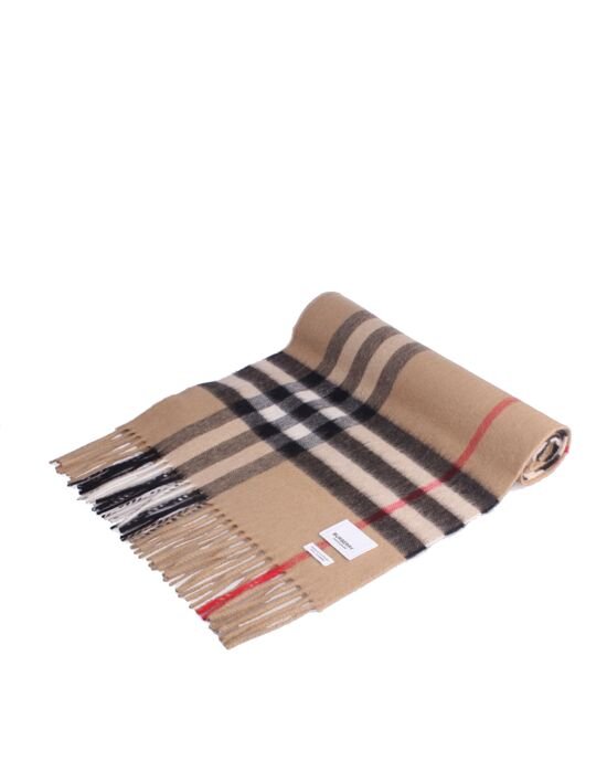 [버버리] 체크 캐시미어 베이지 스카프 머플러 8076576