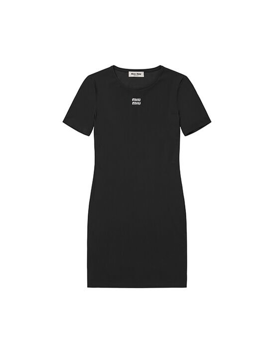 [미우 미우] MF5397 122R F0002 로고 스트레치 저지 미니 여성 원피스