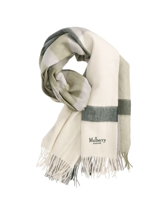 [멀버리] 로고 VS4295 889 W563 라지 체크 메리노 울 머플러 스카프 숄