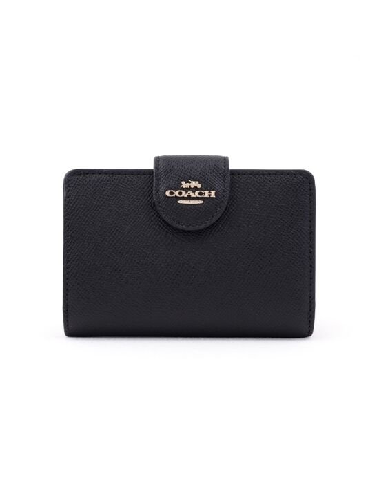[코치] 반지갑 여자 명품지갑 가죽 똑딱이 지갑 코너 짚 6390IMBLK