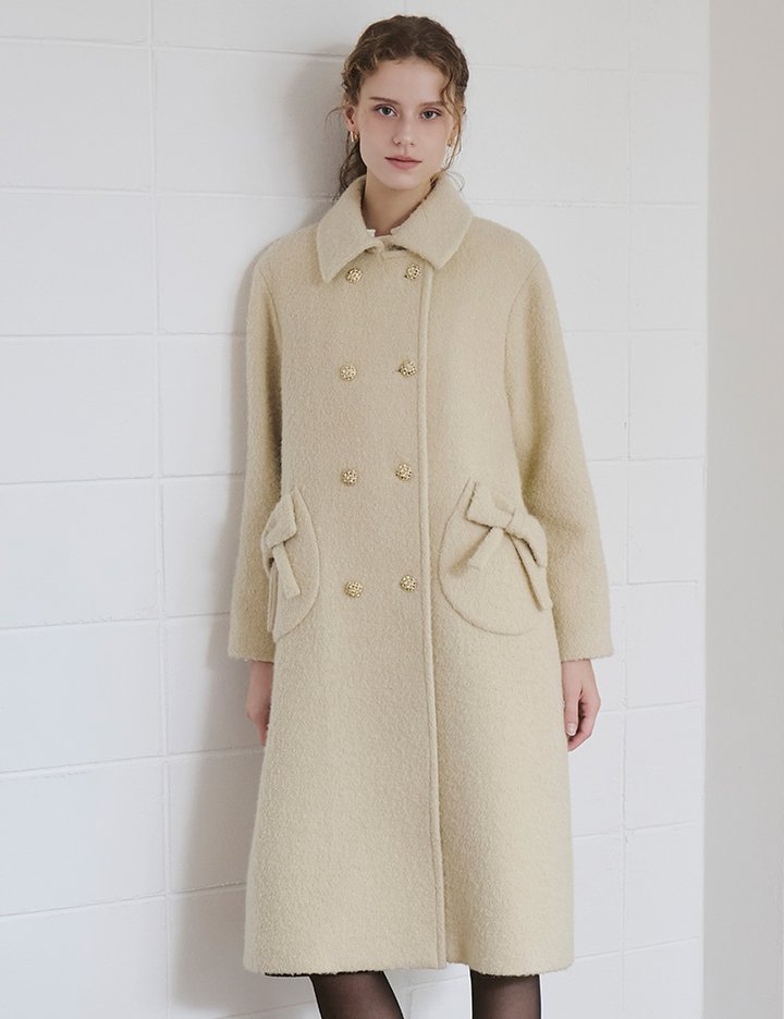 [샤틴] 리본포켓 더블 코트 S254B701