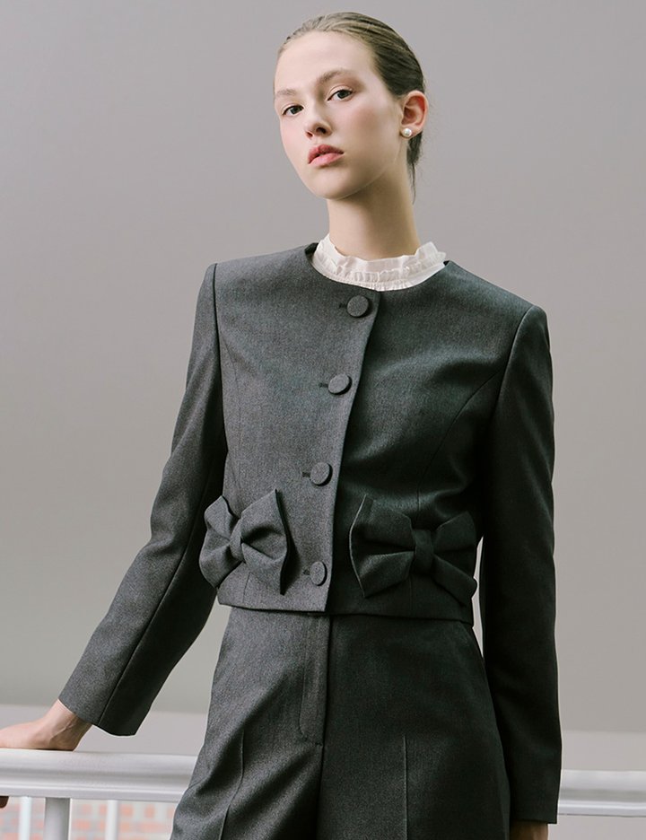 [샤틴] 리본 포인트 포켓 크롭 자켓 S254B106_2컬러 (택1)