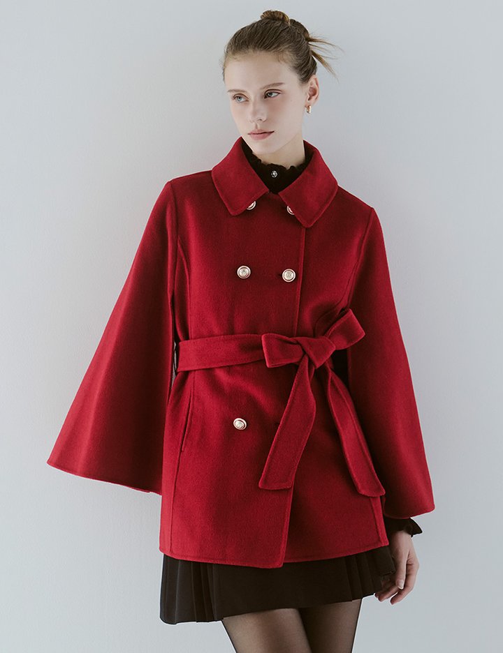 [샤틴] 케이프 더블버튼 핸드메이드 코트 S254M751