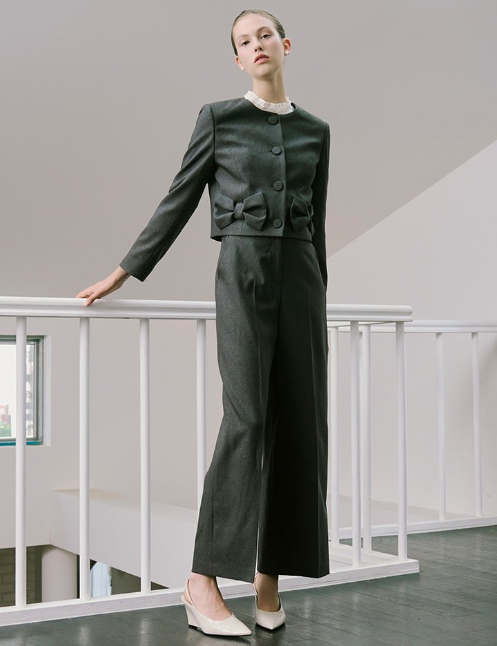 [샤틴] 와이드 핀턱 슬랙스 S254B406