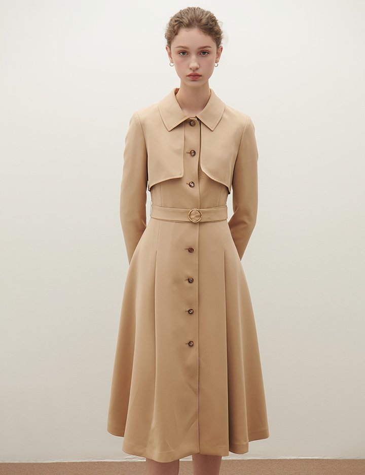 [샤틴] 벨티드 플랩 트렌치형 롱원피스 S254B606