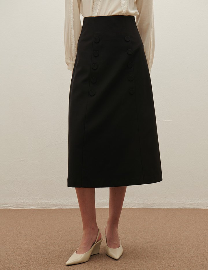 [샤틴] 더블버튼 A라인 스커트 S254B355