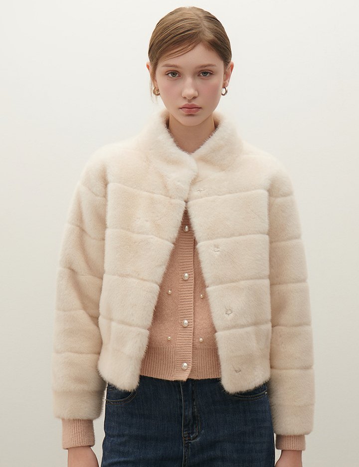 [샤틴] 소프트 크롭 페이크퍼 자켓 O254T162