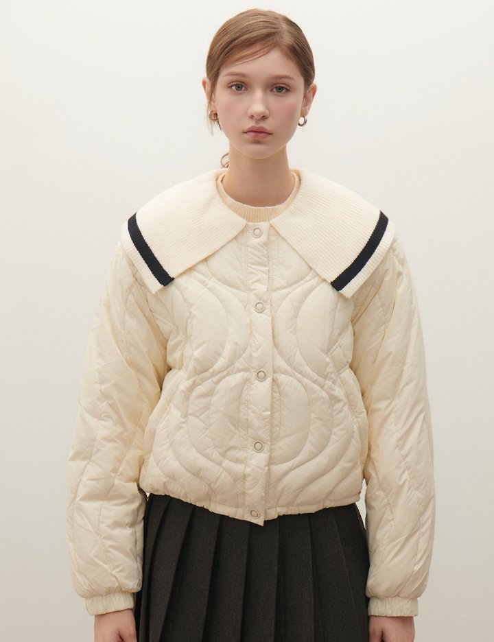 [샤틴] 세일러 카라 퀼팅 다운 점퍼 O254T863