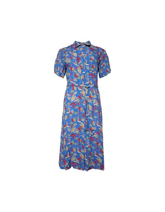 [아페쎄] 66 블루 비스코스 플라워 패턴 모드 여성 원피스 VIAJSF35026 IAH