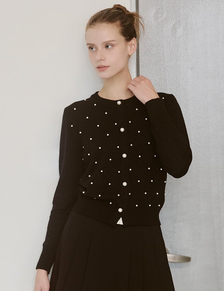 [샤틴] 진주장식 가디건 S254M953