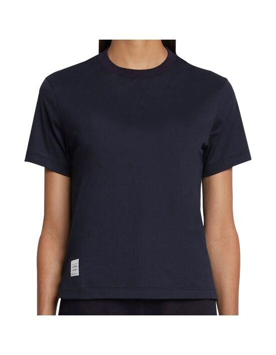 [톰 브라운] FJS036A 05398 415 사이드 슬릿츠 릴렉스핏 반팔 티셔츠 네이비