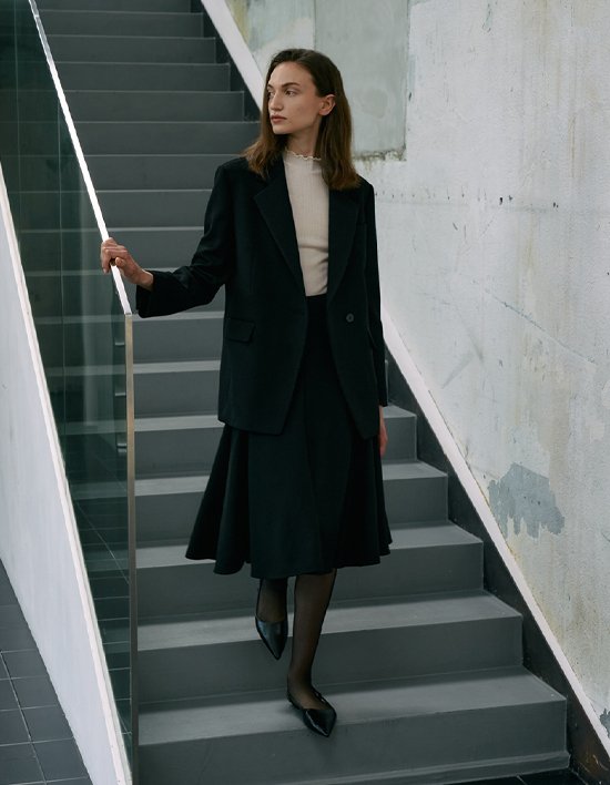 [앤클라인]울 블랜디드 플레어 스커트 N5HW08