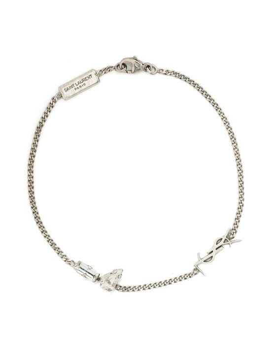 [생로랑] 25FW 모노그램 로고 참 브레이슬릿 실버 692489 Y1526 8368