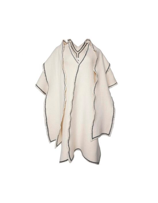 [질샌더] 아이보리 울 콘트라스트 트림 여성 케이프 JSCU752030 WUY20608