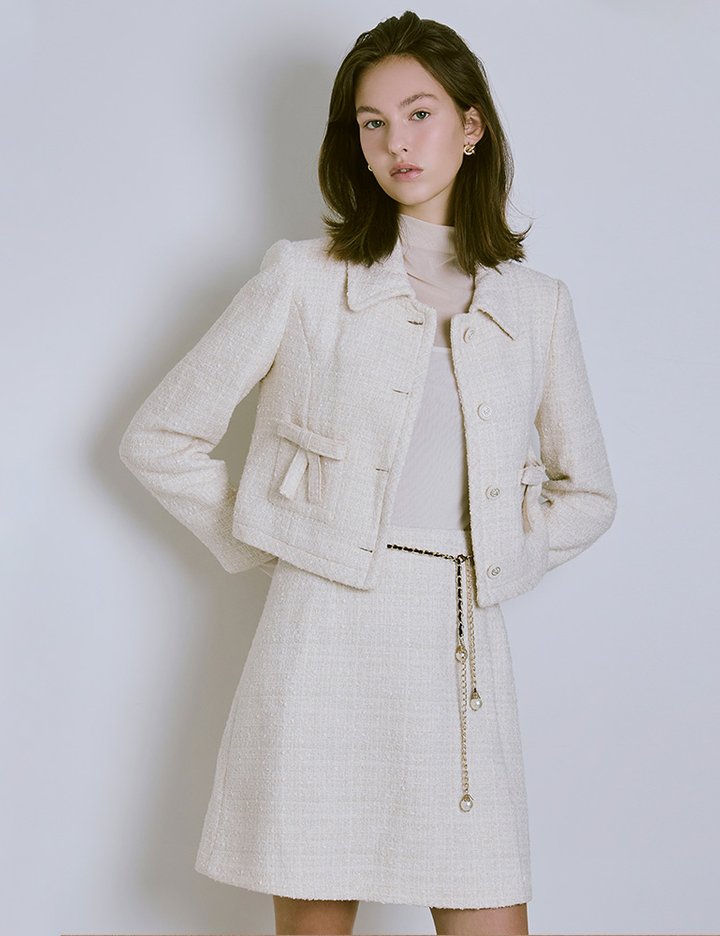 [샤틴] 클래식 트위드 A라인 스커트 O254T301