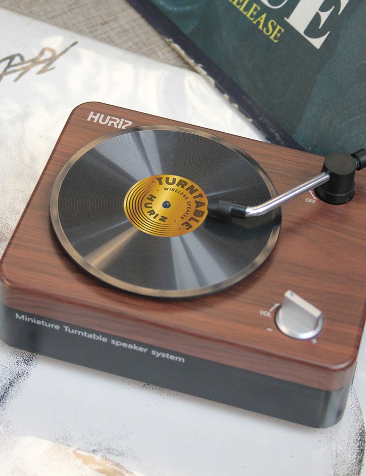 [휴라이즈] 리얼 레트로 턴테이블형 미니 블루투스스피커 HR-miniTurn