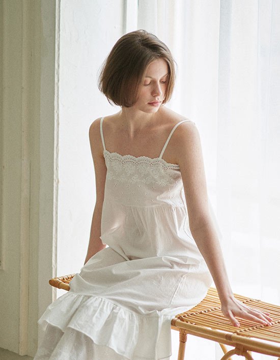 [울랄라 파자마] 오가든2 나시 원피스 아이보리 (60수) FREE