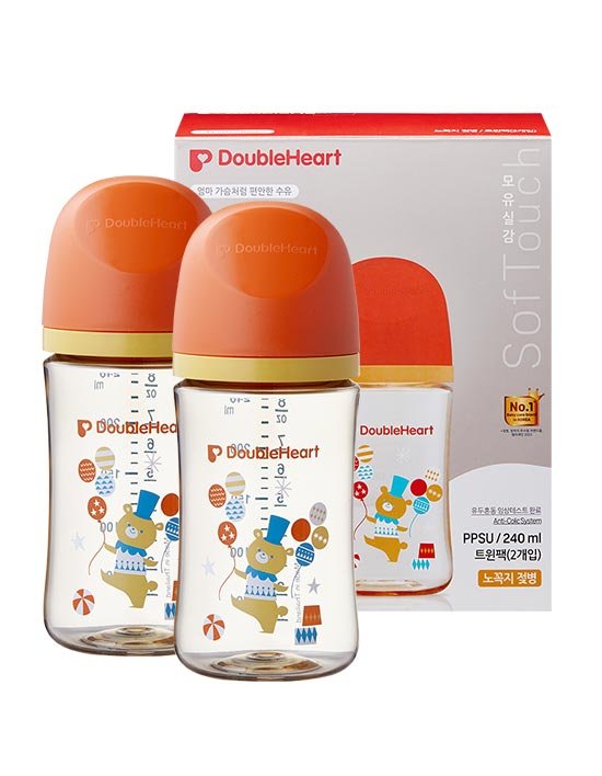 [더블하트] 3세대 240ml 디어프렌즈 트윈팩 (젖병2개 / 노꼭지)
