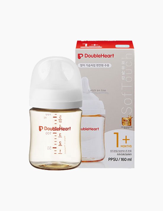 [더블하트] 3세대 160ml 베이직 싱글 젖병1개 (젖꼭지S 포함)