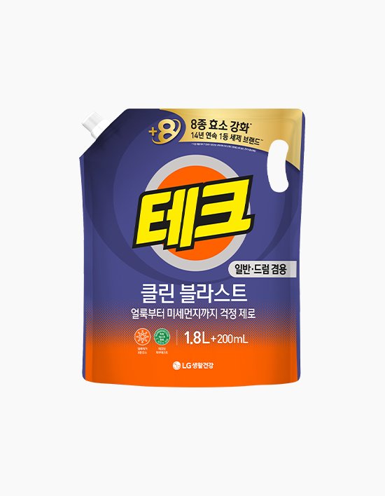 [테크] 클린블라스트 세탁세제 리필팩 (1.8L + 200ml) 2종 (택1)