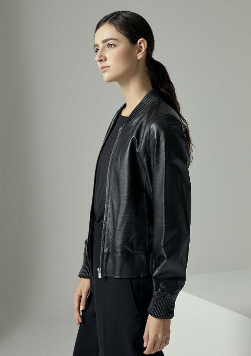 [로보] 클래식 봄버 레더 재킷