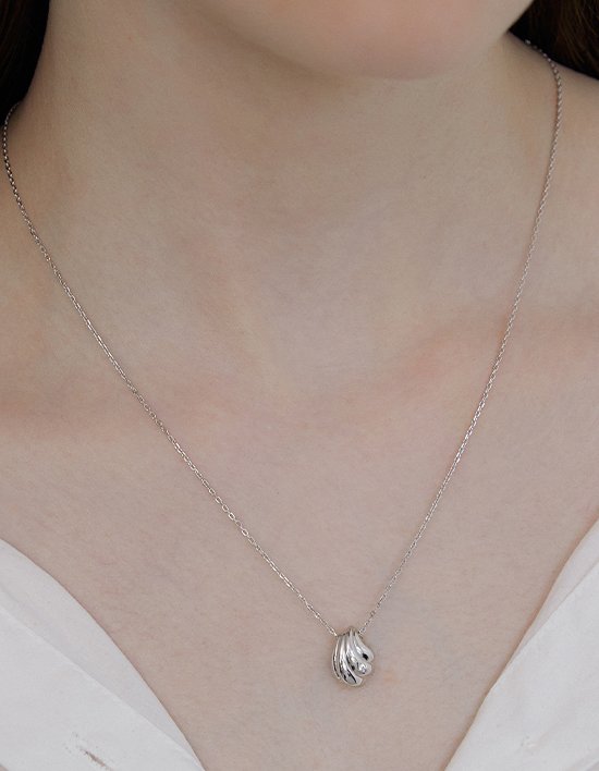 [바이이에르] (925 실버) 에코쉘 스타 스톤 목걸이 (단품)