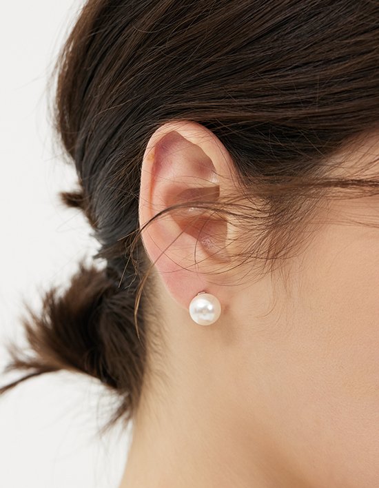 [이에르로르] H에디션 실버(W) 진주 귀걸이 10mm (화이트)