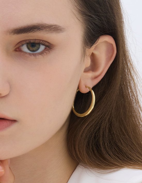 [이에르로르] 에센스 실버(Y) 루나 링 귀걸이 (YELLOW)