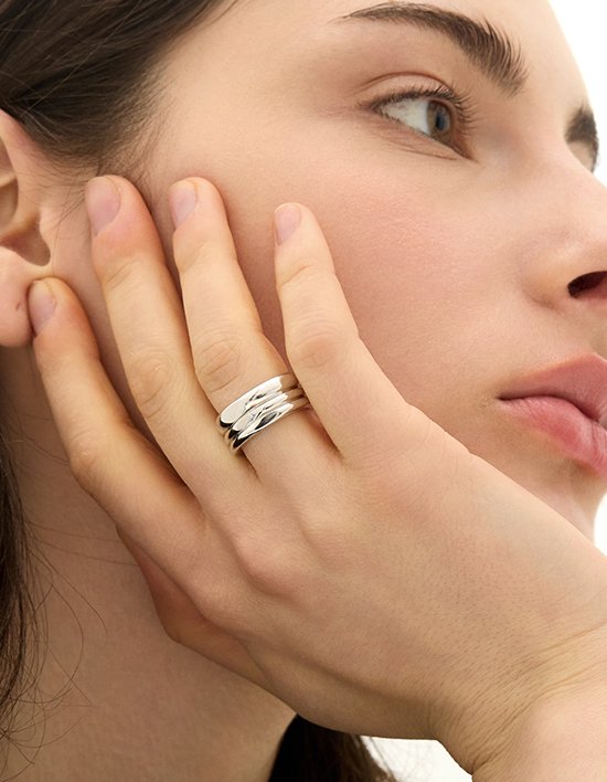 [이에르로르] 트리플 실버 컷아웃 반지 2종 택1