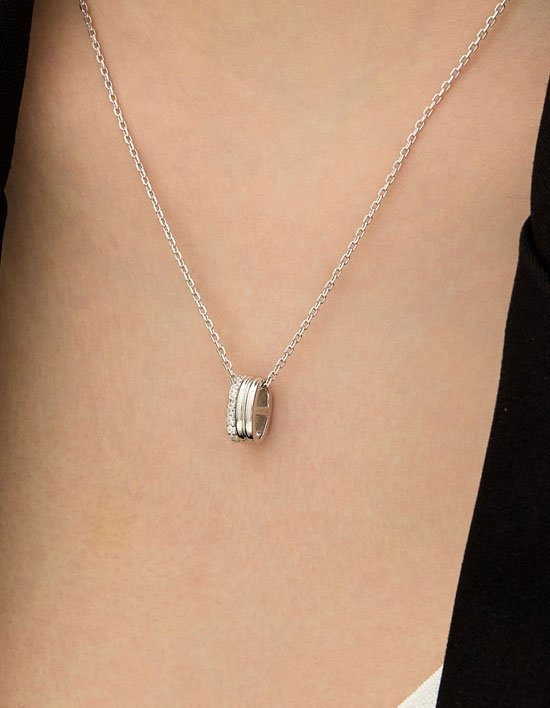 [이에르로르] 트리플 실버(W) 파베 목걸이 (WHITE)