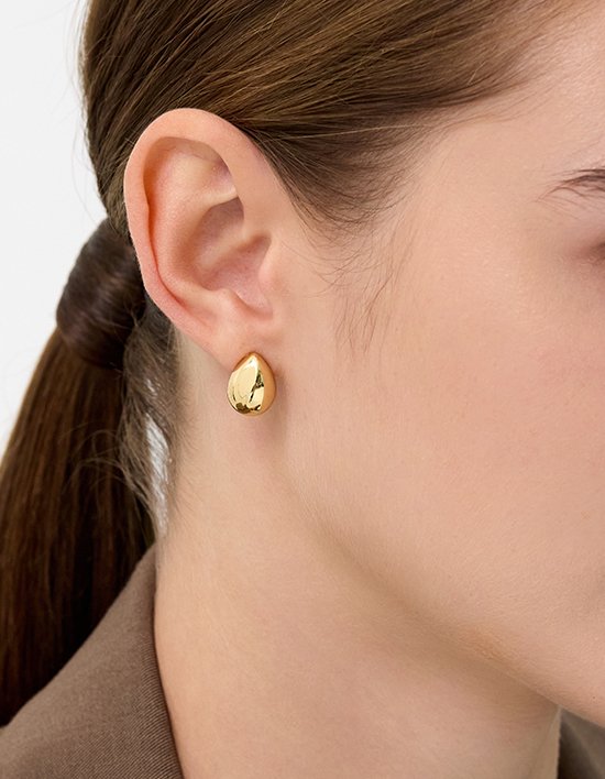 [이에르로르] 샴페인문 듀 드롭 실버(Y) 볼륨 귀걸이 (단품)