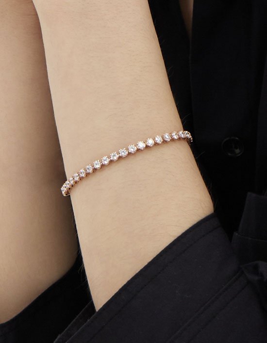 [이에르로르] 에센스 실버(P) 크라운 테니스 팔찌 3mm