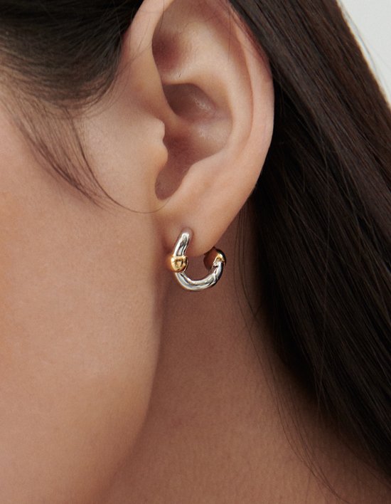 [이에르로르] 에리떼23 실버(C) 콤비 원터치 귀걸이 S (콤비)