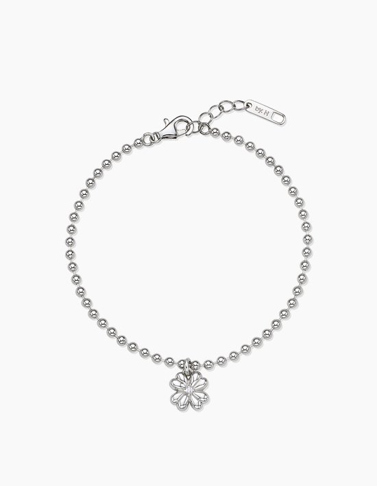 [바이이에르] 실버(W) 클로버 볼체인 팔찌 (WHITE)