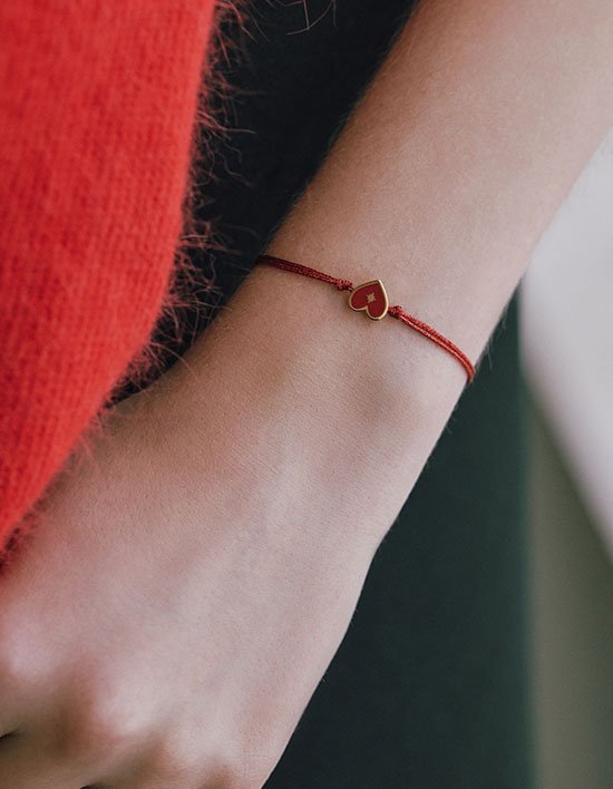 [바이이에르] 하트 스페이드 에나멜 스트링 팔찌 레드 (FREE)