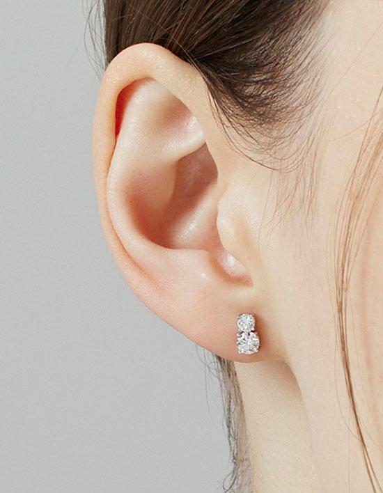 [이에르로르] (주문제작상품) 에센스 10K(W) 랩다이아 스노우 귀걸이