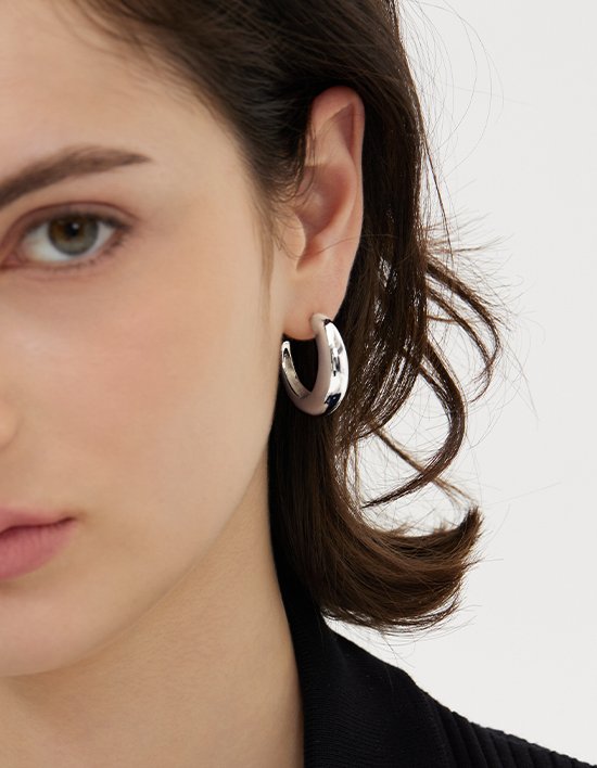 [이에르로르] 샴페인 풀문 (W) 빅 시클 귀걸이 (WHITE)