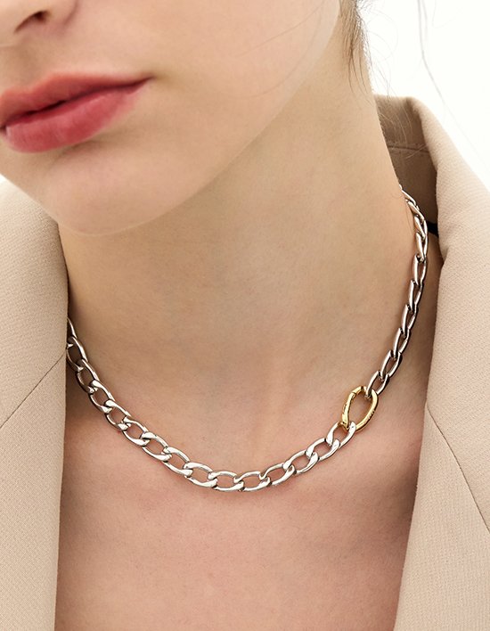 [이에르로르] H에디션 (C) 슬릭 체인 목걸이 HL6N56616CB420 (COMBI)