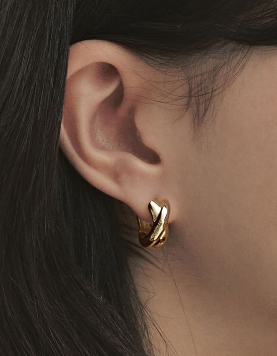 [이에르로르] 수브니 실버(Y) 트위스트 청키 원터치 귀걸이 (YELLOW)