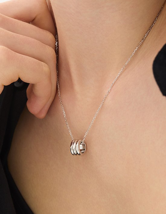 [이에르로르]트리플 실버 컷아웃 목걸이 2종 (택 1)