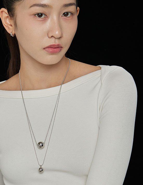 [바이이에르] (W) 비기볼 목걸이 (WHITE)