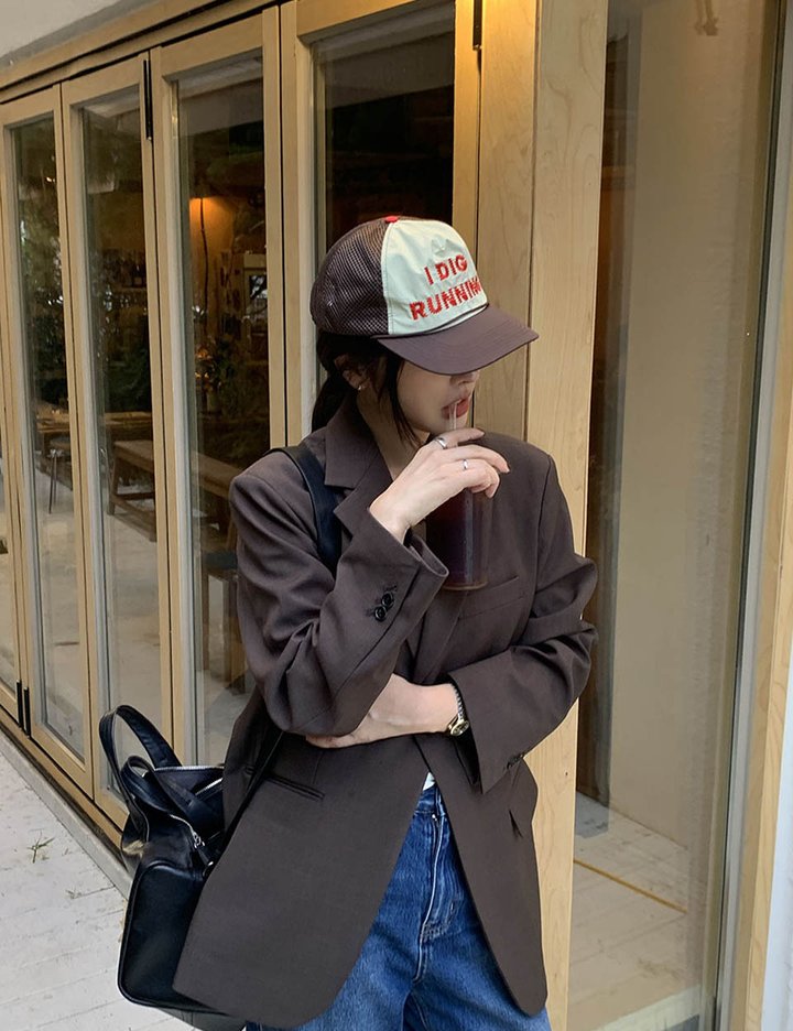 [그노노이] 클래식 백 버튼 자켓 (Brown)