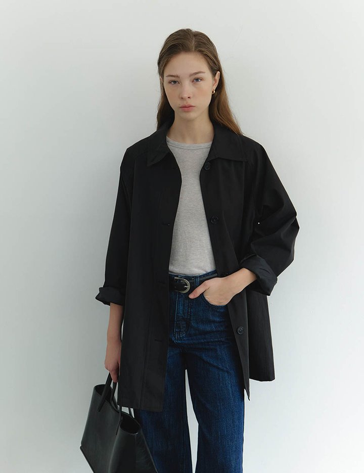 [그노노이] 클래식하프트렌치코트 (Black)