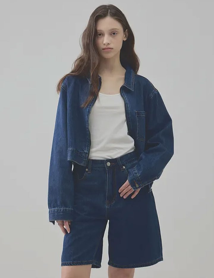 [그노노이] Tencel crop zipper denim Jacket