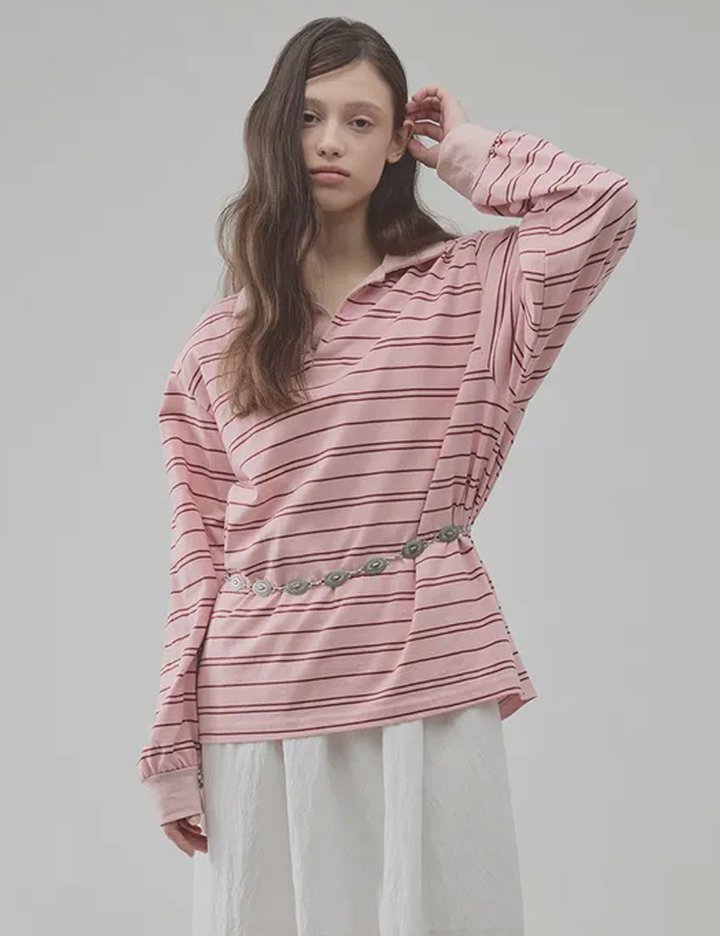 [그노노이] Rugby collar tee (Pink) (One)