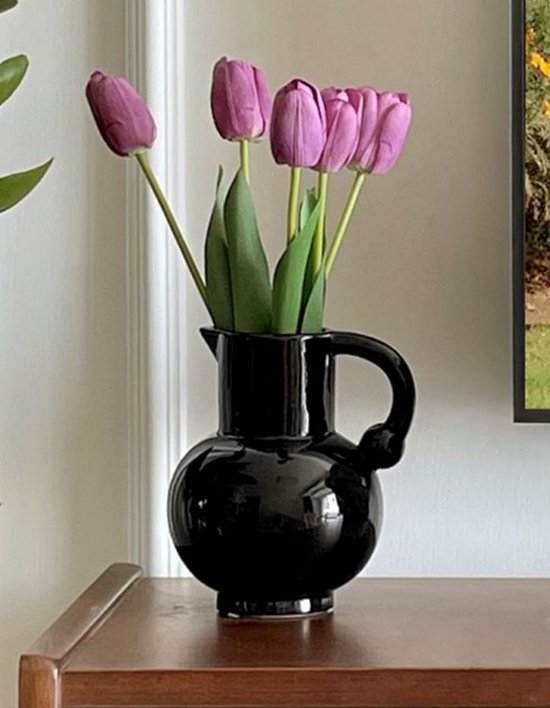 [유월가게] 세라믹 프렌치 저그 오브제 화병_블랙 (단품)